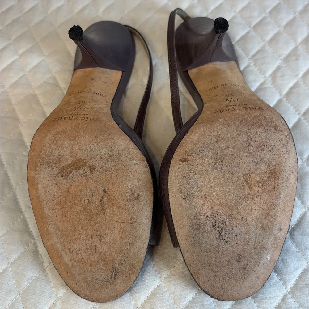 Kate Spade New York Hattie Leather Slingback Heels Open Toe Women's Size 7.5